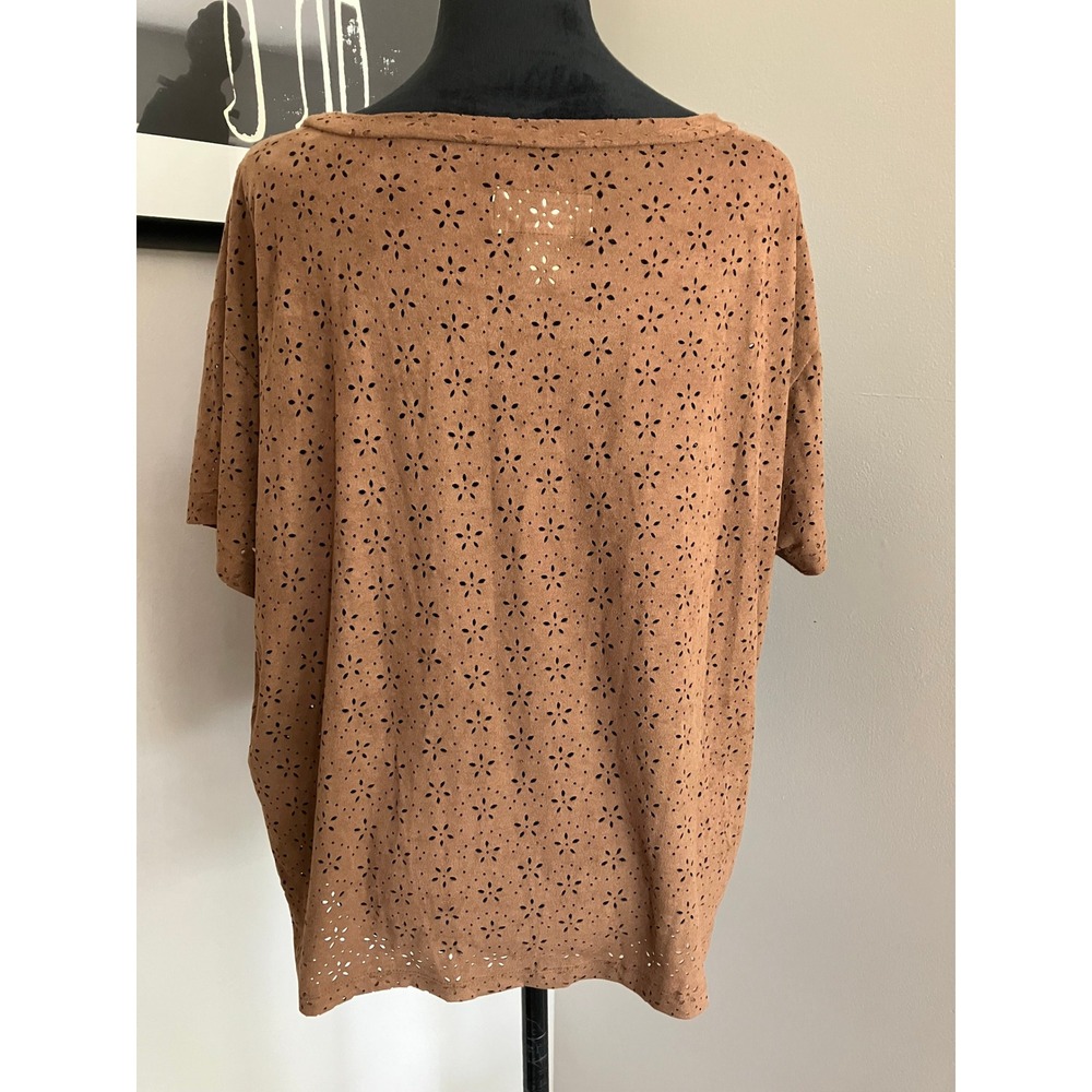 Ralph Lauren Denim & Supply Faux Suede Floral Eyelet‎ Boho Western Blouse Medium - Picture 4 of 7